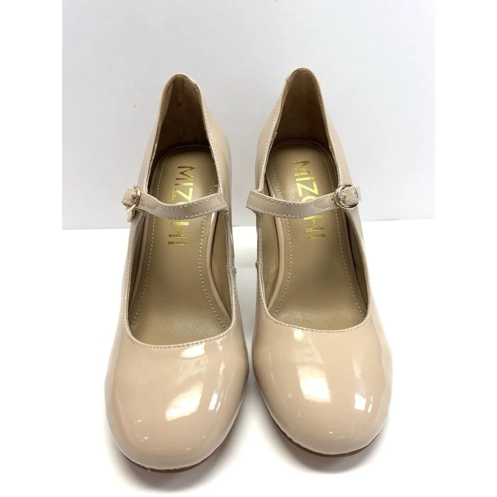 MIZCHI Lalita Beige Patent Leather Mary Jane Heels Womens US 4.5 EU 34.5
